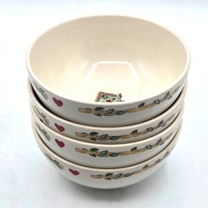 THOMSON POTTERY BIRDHOUSE 6" SOUP / CEREAL / SALAD BOWLS Set Of 4 Vintage